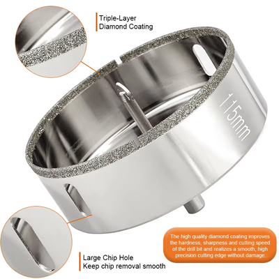 Frezy do płytek Diamentowe wiertła rdzeniowe 80 mm do szkła
